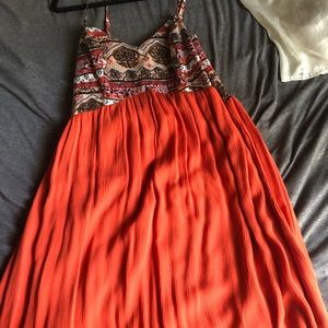Orange Printed Maxi Dress